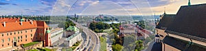 Cityscape - top view of the Silesian-Dabrowa Bridge over the Vistula River in center of Warsaw