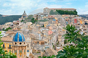 The cityscape of the town of Ragusa Ibla in Sicily in Italy photo