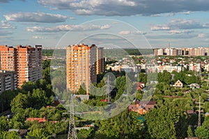 Cityscape of Troitsk town in summer day