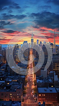 A cityscape at twilight with a citywide panoramic view 3 photo