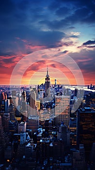 A cityscape at twilight with a citywide panoramic view 7 photo