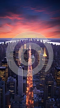 A cityscape at twilight with a citywide panoramic view 6 photo