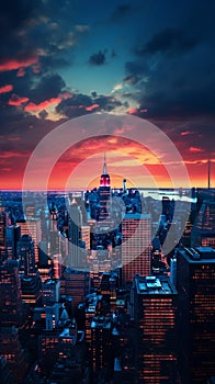 A cityscape at twilight with a citywide panoramic view 1 photo