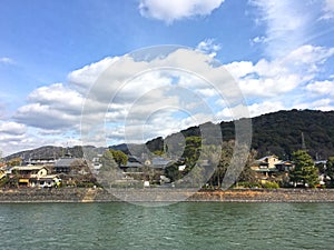 Cityscape of Uji with Rive Uji, Kyoto, Japan