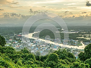 Cityscape view of Chumphon estuary, Thailand