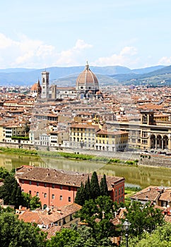 Cityscape view of Florence or Firenze city Italy - Basilica of Saint Mary of the Flower