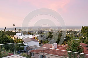 Cityscape view from house balcony in Encino, California
