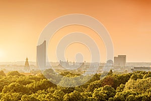 Cityscape view of Leipzig city, Saxony