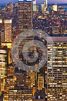 Cityscape view of Manhattan with Empire State Building at night