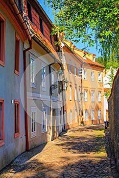 Cityscape - view of the narrow streets of the Novy Svet ancient quarter in the Hradcany historical district, Prague