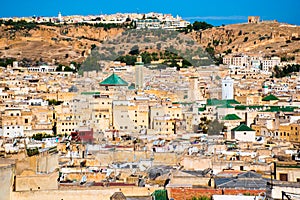 Cityscape View over the rooftops of largest medina in Fes, Morocco, Africa