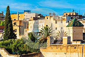 Cityscape View over the rooftops of largest medina in Fes, Morocco, Africa