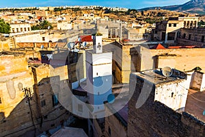 Cityscape View over the rooftops of largest medina in Fes, Morocco, Africa
