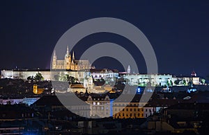 The cityscape view at the Prague's evening