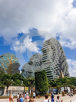 Cityscape view of 7-star Sanya Beauty Crown Hotel on Hainan, China