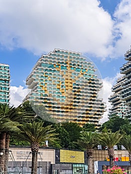 Cityscape view of 7-star Sanya Beauty Crown Hotel on Hainan, China