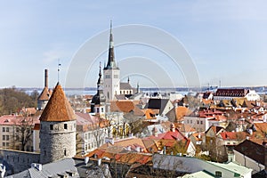 Cityscape view to old town of Tallinn, Estonia