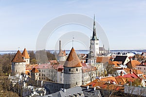Cityscape view to old town of Tallinn, Estonia