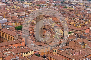 Cityscape view from two towers, Bologna, Italy