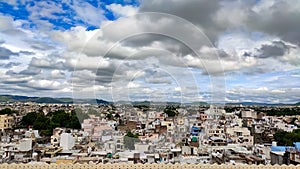 Cityscape view of Udaipur city, Rajasthan, with beautiful Cloudy sky