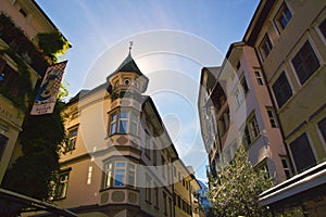 Cityscape of vintage Architecture, Bolzano, south Tyrol Italy photo