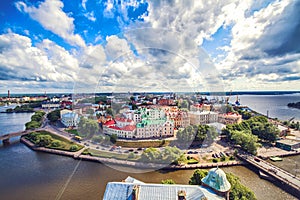 Cityscape of Vyborg in summer day