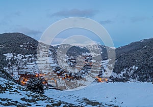 Cityscape in winter of Ransol, El Tarter and Soldeu in Andorra. photo