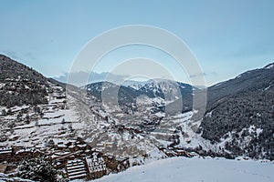 Cityscape in winter of Ransol, El Tarter and Soldeu in Andorra. photo