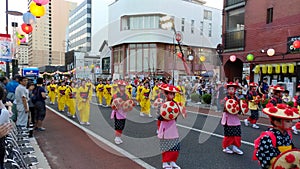 Cityscape of Yamagata city during the Yamagata Hanagasa Matsuri Festival