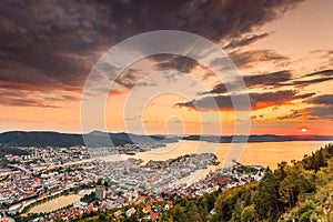 Cityspace of Bergen, panoramic view