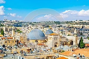 Cityspace of Jerusalem with church of holy sepulchre, Israel