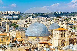 Cityspace of Jerusalem with church of holy sepulchre, Israel