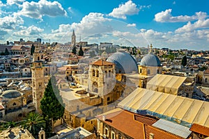 Cityspace of Jerusalem with church of holy sepulchre, Israel