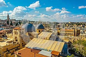 Cityspace of Jerusalem with church of holy sepulchre, Israel