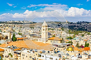 Cityspace of Jerusalem with church of the redeemer, Israel