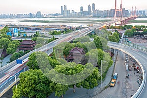 cityâ€‹â€‹ interchange bridge on traffic rush hour