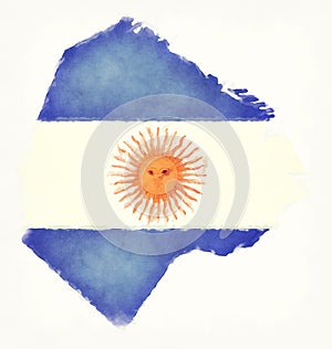 Ciudad Autonoma de Buenos watercolor map with Argentinian nation photo