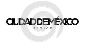 Ciudad de Mexico in the Mexico emblem. The design features a geometric style, vector illustration with bold typography in a modern photo