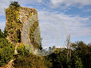 deserted town mendinueta tower in ruins photo