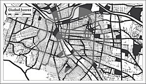 Ciudad Juarez Mexico City Map in Black and White Color in Retro Style. Outline Map photo