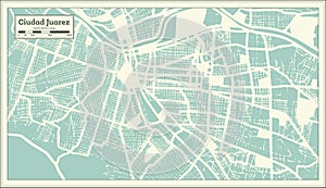 Ciudad Juarez Mexico City Map in Retro Style. Outline Map photo