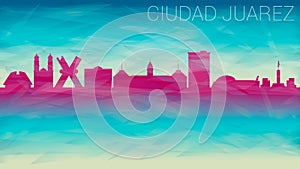 Ciudad Juarez Skyline City Vector Silhouette. Broken Glass Abstract Geometric Dynamic Textured. Banner Background. Colorful Shape photo
