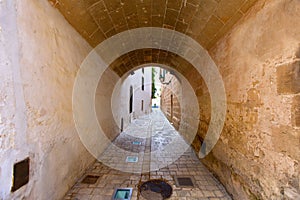 Ciutadella Menorca barrel vault passage downtown photo