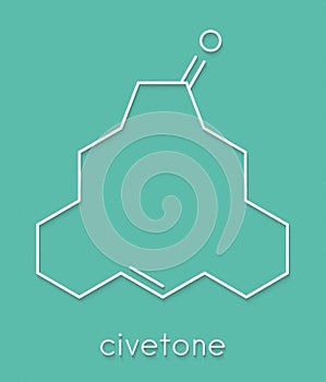 Civetone civet cat pheromone molecule. Used in perfume. Skeletal formula. photo