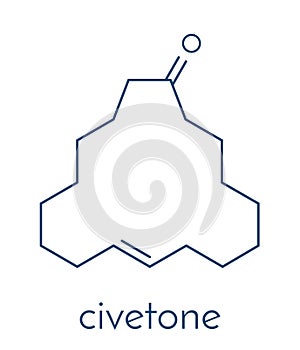 Civetone civet cat pheromone molecule. Used in perfume. Skeletal formula. photo