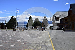 Civic Centre, Centro Civico and main square in downtown Bariloche City San Carlos de Bariloche, Argentina