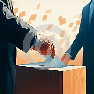 Civic duty male hand casts ballot into election box