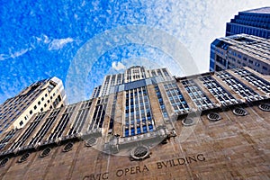 Civic Opera Building, Chicago, Illinois, USA, With Cloudy Winter Sky