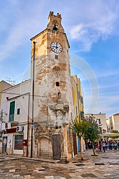 Civic Tower With Clock Represents a Urban Architecture of The Past and Baroque Assemblage - Monopoli - Apulia - Puglia - Italy