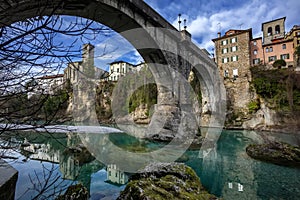 Cividale del Friuli devil`s bridge and Natisone river, Udine, Friuli Venezia Giulia, Italy photo